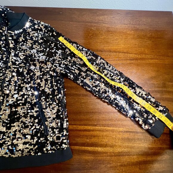 Zip Jacket with Sequins Occasion Event NYE Bling Party Stretch Pockets 2X - Picture 9 of 11